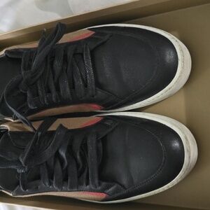 Burberry Black Check Leather Sneakers Salmond Plaid Tan EU 40 Women’s Size